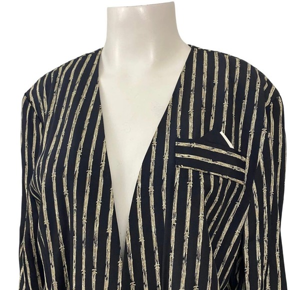 1990s Bamboo Print Open front Tunic Blazer Top / Women’s Medium * - Picture 2 of 5
